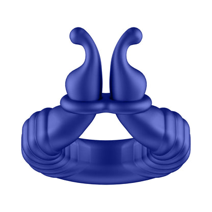 FORTO F-24 RECHARGEABLE SILICONE TEXTURED VIBRATING COCKRING BLUE