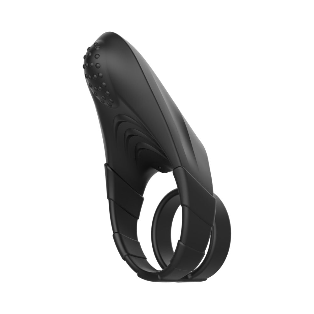 FORTO F-48 RECHARGEABLE SILICONE PERINEUM VIBRATING DOUBLE COCKRING BLACK