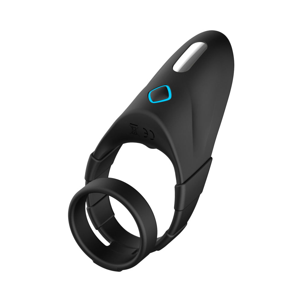 FORTO F-48 RECHARGEABLE SILICONE PERINEUM VIBRATING DOUBLE COCKRING BLACK