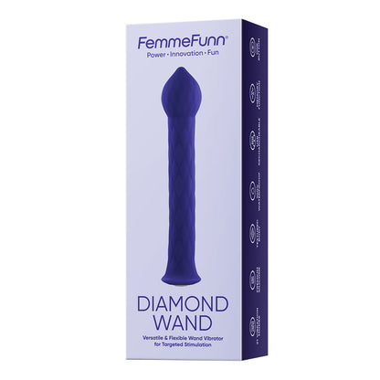 FEMMEFUNN - DIAMOND WAND RECHARGEABLE FLEXIBLE TEXTURED SILICONE VIBRATOR DARK PURPLE
