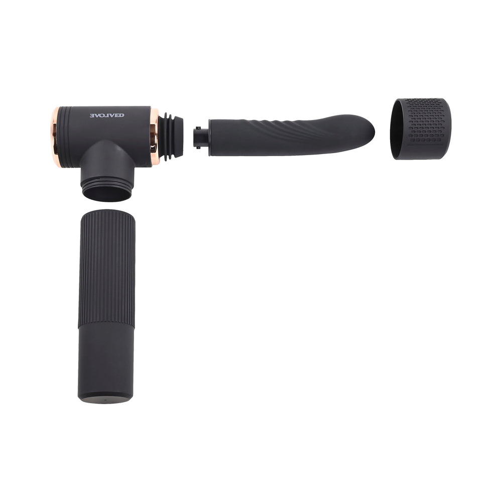 EVOLVED - TOO HOT TO HANDLE RECHARGEABLE SILICONE THRUSTING SEX MACHINE BLACK