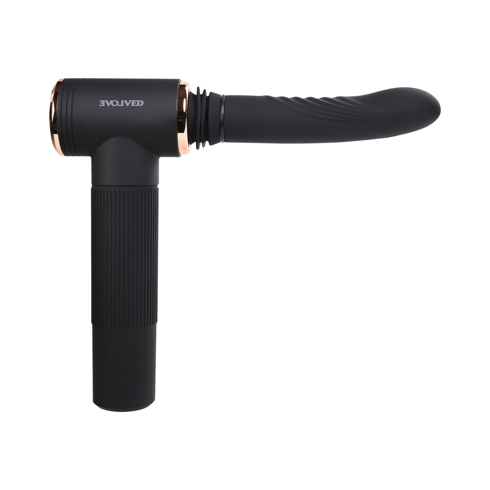 EVOLVED - TOO HOT TO HANDLE RECHARGEABLE SILICONE THRUSTING SEX MACHINE BLACK