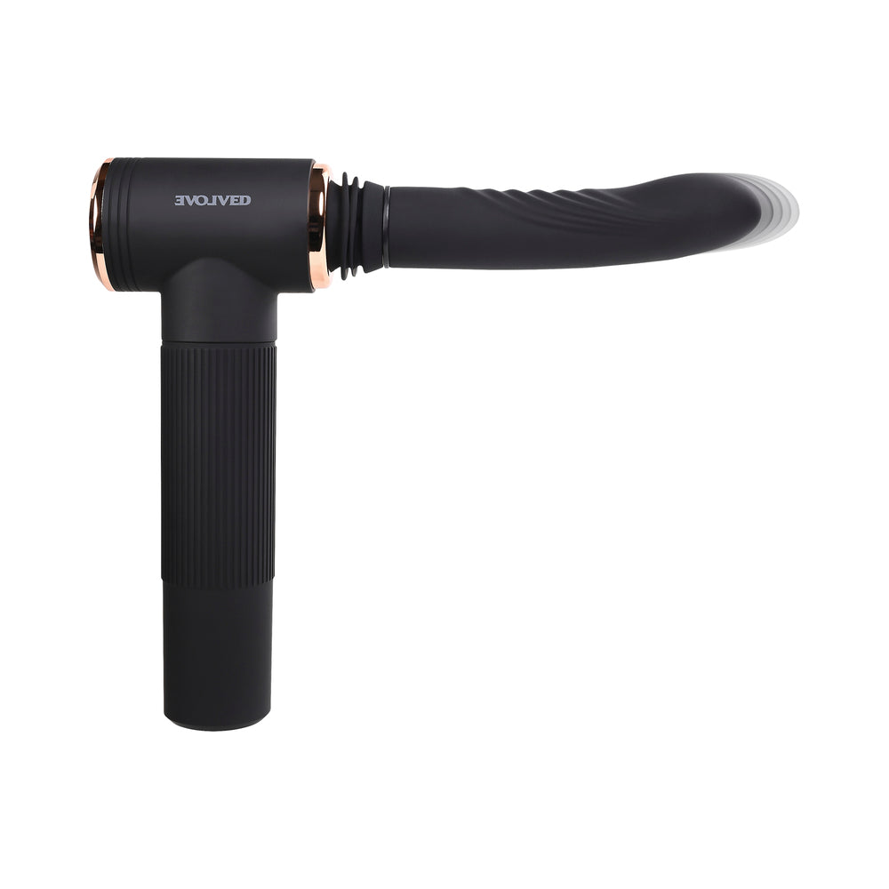 EVOLVED - TOO HOT TO HANDLE RECHARGEABLE SILICONE THRUSTING SEX MACHINE BLACK