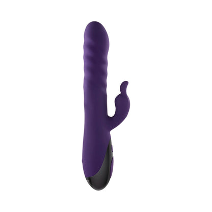 EVOLVED RASCALLY RABBIT RECHARGEABLE THRUSTING SWIRLING SILICONE VIBRATOR PURPLE