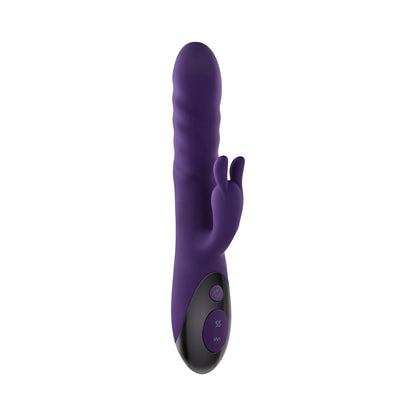 EVOLVED RASCALLY RABBIT RECHARGEABLE THRUSTING SWIRLING SILICONE VIBRATOR PURPLE