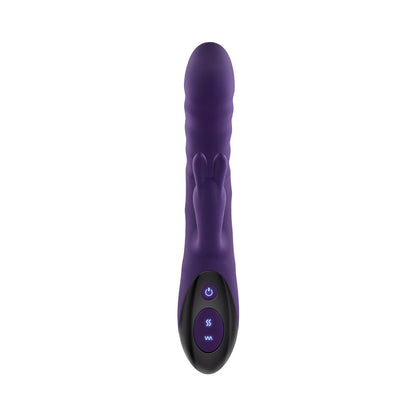 EVOLVED RASCALLY RABBIT RECHARGEABLE THRUSTING SWIRLING SILICONE VIBRATOR PURPLE