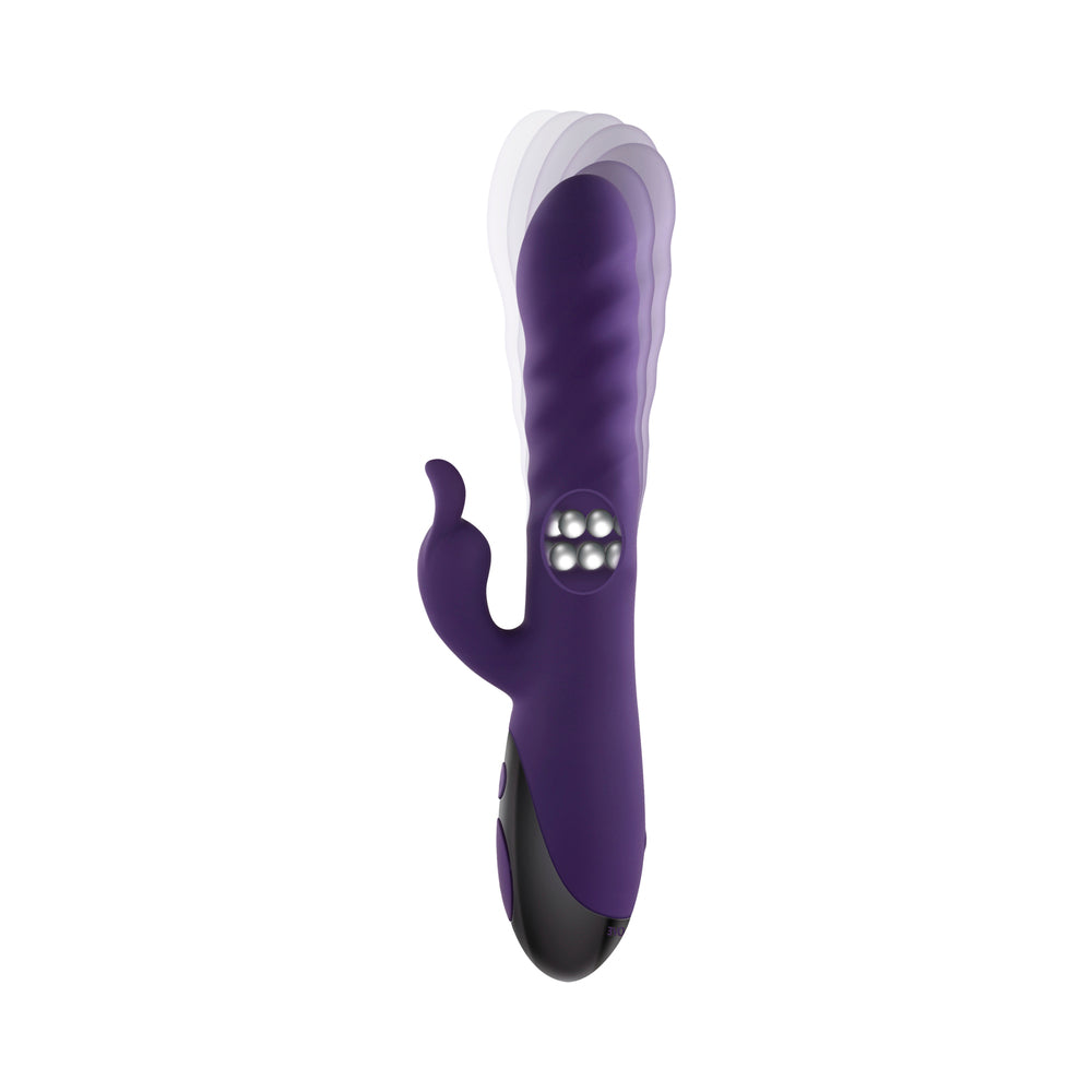 EVOLVED RASCALLY RABBIT RECHARGEABLE THRUSTING SWIRLING SILICONE VIBRATOR PURPLE