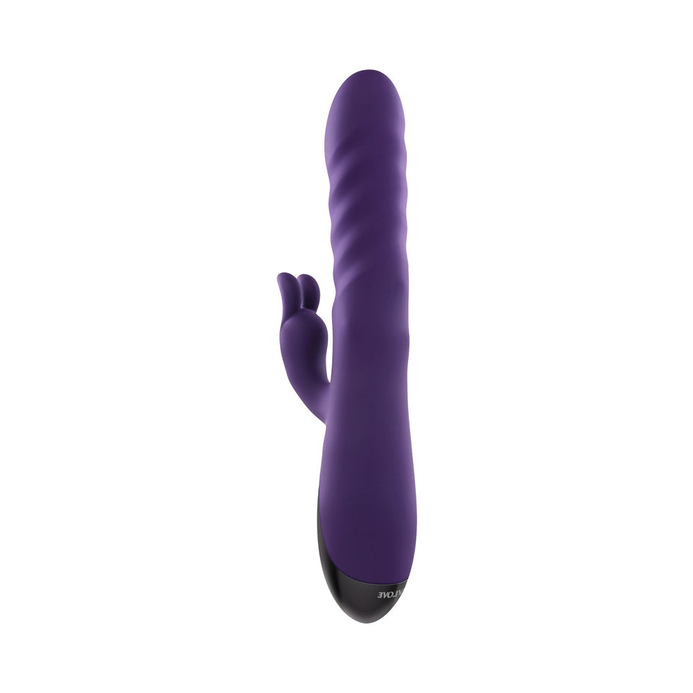EVOLVED RASCALLY RABBIT RECHARGEABLE THRUSTING SWIRLING SILICONE VIBRATOR PURPLE