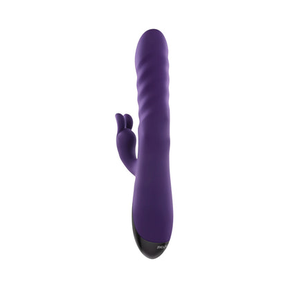 EVOLVED RASCALLY RABBIT RECHARGEABLE THRUSTING SWIRLING SILICONE VIBRATOR PURPLE