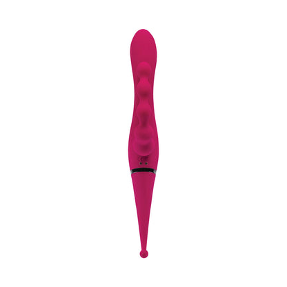 GENDER X - FOUR BY FOUR RECHARGEABLE DUAL-ENDED MULTI-STIMULATING SILICONE VIBRATOR BURGUNDY