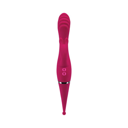 GENDER X - FOUR BY FOUR RECHARGEABLE DUAL-ENDED MULTI-STIMULATING SILICONE VIBRATOR BURGUNDY