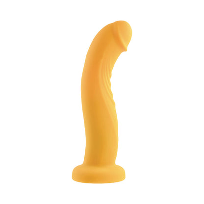 GENDER X SWEET EMBRACE VIBRATING 7 IN. DILDO AND JOCK-STYLE STRAP-ON HARNESS SET YELLOW/BLACK
