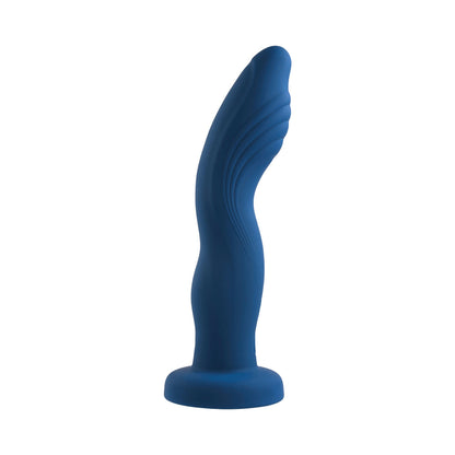GENDER X - SNUGGLE UP VIBRATING 7 IN. DILDO AND LINGERIE-STYLE STRAP-ON HARNESS SET BLUE/BLACK