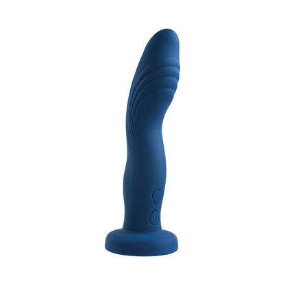 GENDER X - SNUGGLE UP VIBRATING 7 IN. DILDO AND LINGERIE-STYLE STRAP-ON HARNESS SET BLUE/BLACK