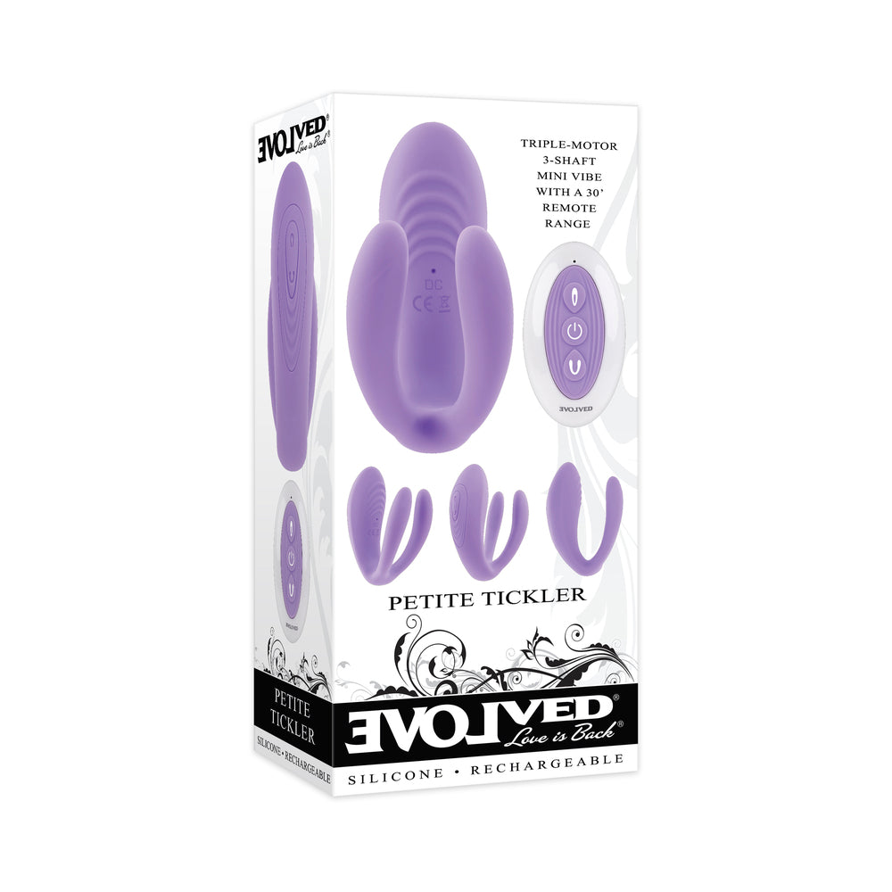 EVOLVED PETITE TICKLER RECHARGEABLE REMOTE-CONTROLLED SILICONE DUAL STIMULATOR PURPLE