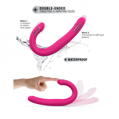 LOVELY PLANET - DORCEL ORGASMIC DOUBLE DO RECHARGEABLE THRUSTING & VIBRATING DOUBLE DILDO PINK