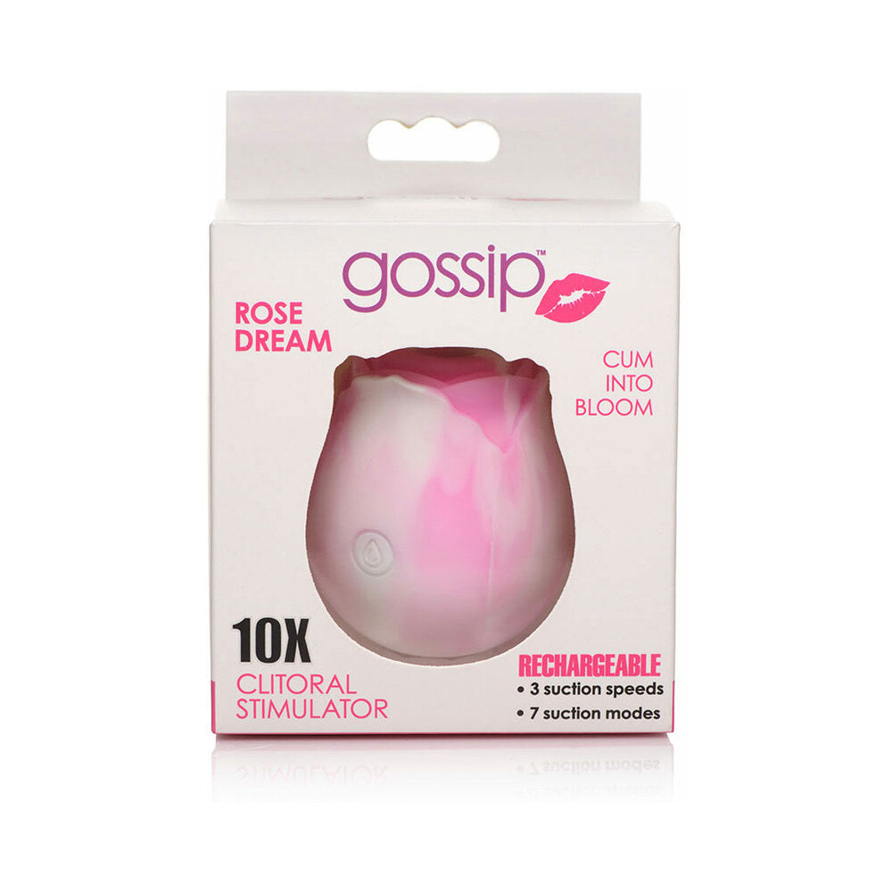CURVE NOVELTIES - CURVE TOYS GOSSIP CUM INTO BLOOM RECHARGEABLE SILICONE CLITORAL STIMULATOR ROSE DREAM SWIRL