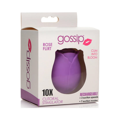 CURVE NOVELTIES - CURVE TOYS GOSSIP CUM INTO BLOOM RECHARGEABLE SILICONE CLITORAL STIMULATOR ROSE FLIRT VIOLET