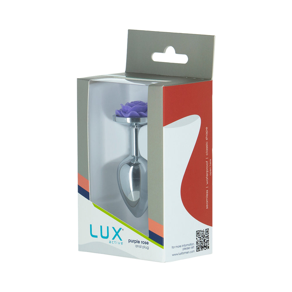 LUX ACTIVE ROSE METAL BUTT PLUG 3 IN. PURPLE
