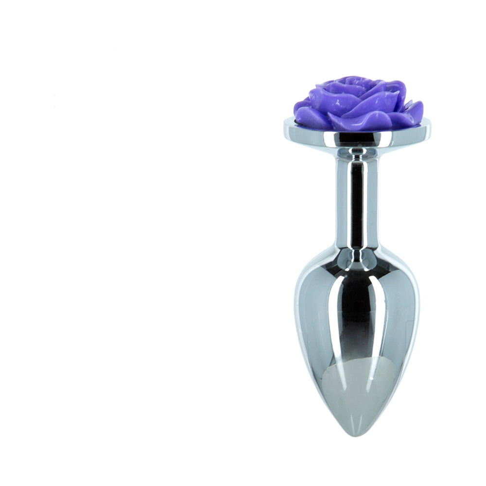 LUX ACTIVE ROSE METAL BUTT PLUG 3 IN. PURPLE