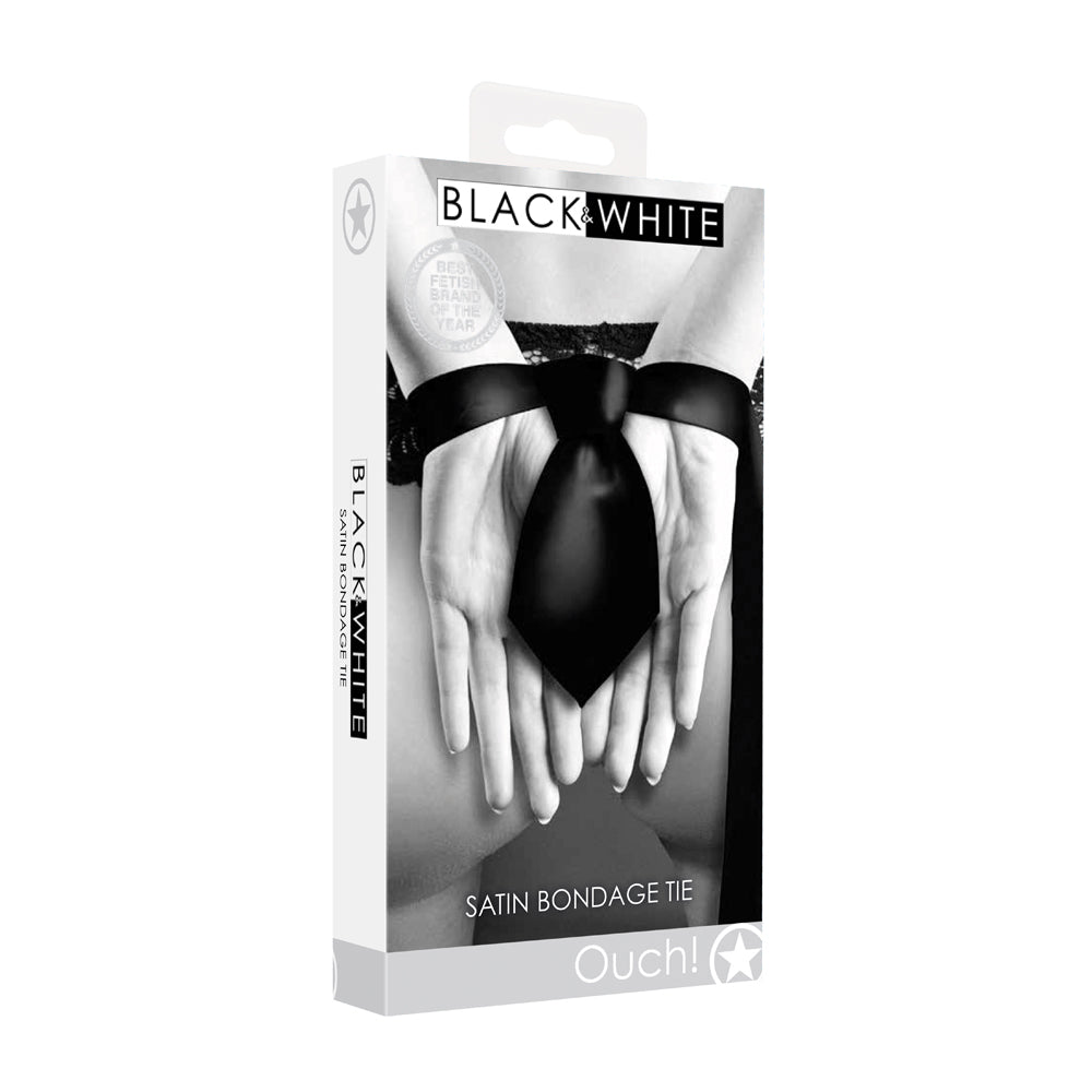 OUCH! BLACK & WHITE SATIN BONDAGE TIE BLACK