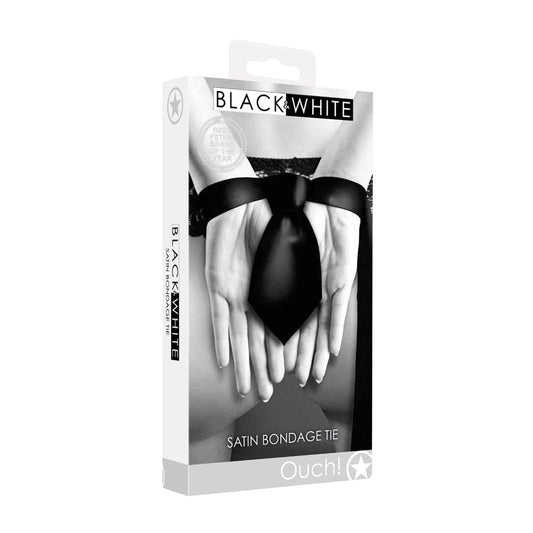OUCH! BLACK & WHITE SATIN BONDAGE TIE BLACK