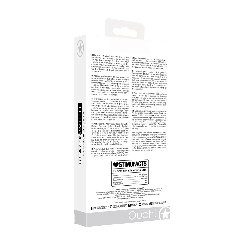 OUCH! BLACK & WHITE SATIN BONDAGE TIE BLACK
