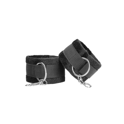 OUCH! BLACK & WHITE ADJUSTABLE VELCRO WRIST OR ANKLE CUFFS BLACK