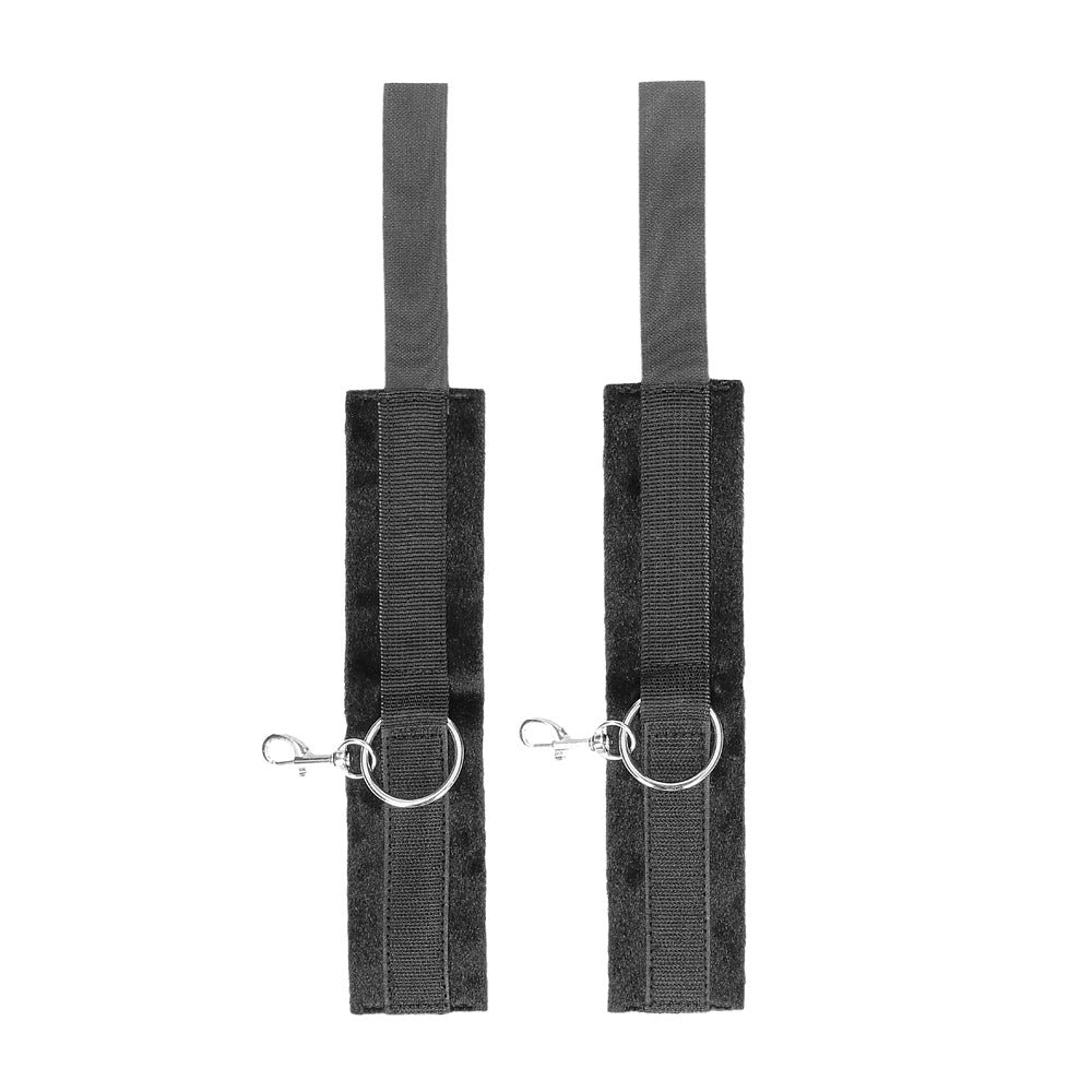 OUCH! BLACK & WHITE ADJUSTABLE VELCRO WRIST OR ANKLE CUFFS BLACK