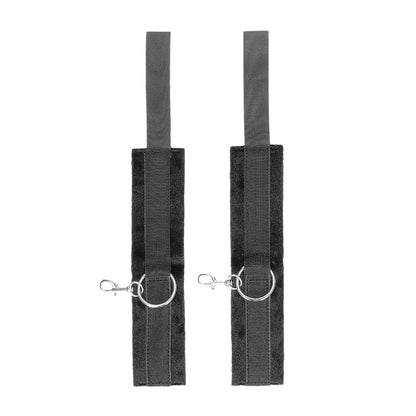 OUCH! BLACK & WHITE ADJUSTABLE VELCRO WRIST OR ANKLE CUFFS BLACK