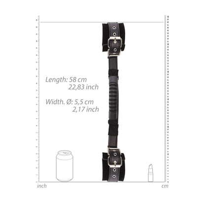 OUCH! BLACK & WHITE ADJUSTABLE BONDED LEATHER WRIST CUFFS WITH HANDLE BLACK