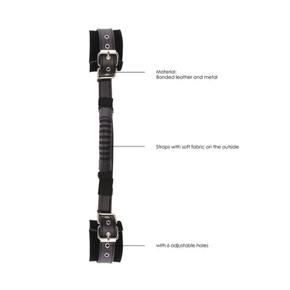 OUCH! BLACK & WHITE ADJUSTABLE BONDED LEATHER WRIST CUFFS WITH HANDLE BLACK