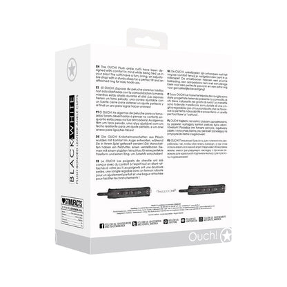 OUCH! BLACK & WHITE ADJUSTABLE PLUSH BONDED LEATHER ANKLE CUFFS BLACK