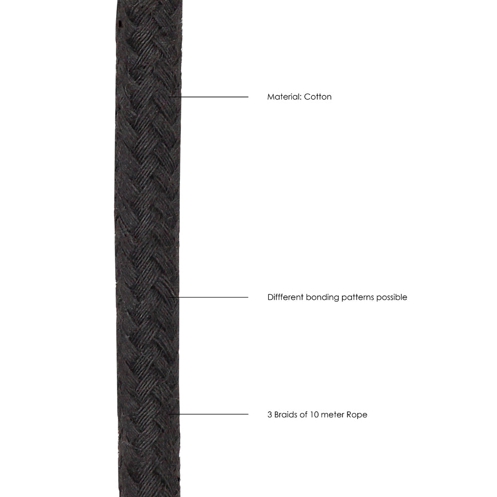 OUCH! BLACK & WHITE JAPANESE ROPE 10 M / 33 FT. BLACK