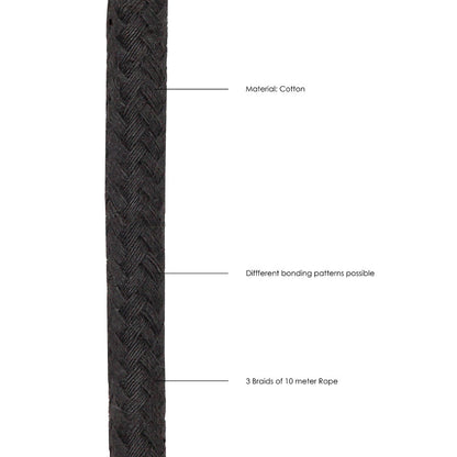 OUCH! BLACK & WHITE JAPANESE ROPE 10 M / 33 FT. BLACK