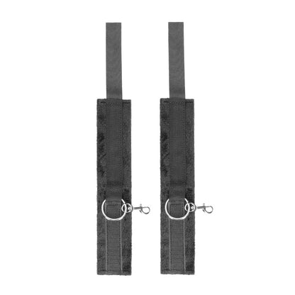 OUCH! BLACK & WHITE VELCRO HOGTIE WITH HAND & ANKLE CUFFS BLACK