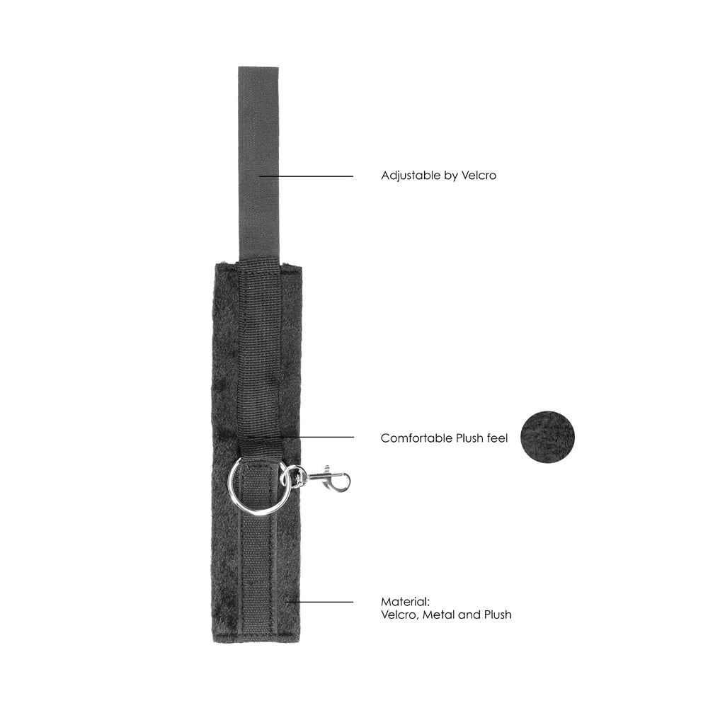 OUCH! BLACK & WHITE VELCRO HOGTIE WITH HAND & ANKLE CUFFS BLACK