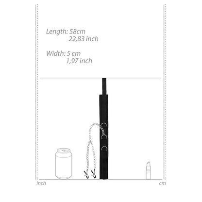 OUCH! BLACK & WHITE ADJUSTABLE VELCRO COLLAR WITH NIPPLE CLAMPS BLACK