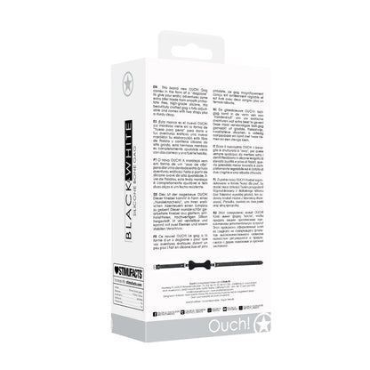 OUCH! BLACK & WHITE SILICONE BONE GAG WITH ADJUSTABLE BONDED LEATHER STRAPS BLACK