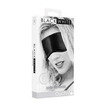 OUCH! BLACK & WHITE SATIN EYE MASK BLINDFOLD BLACK