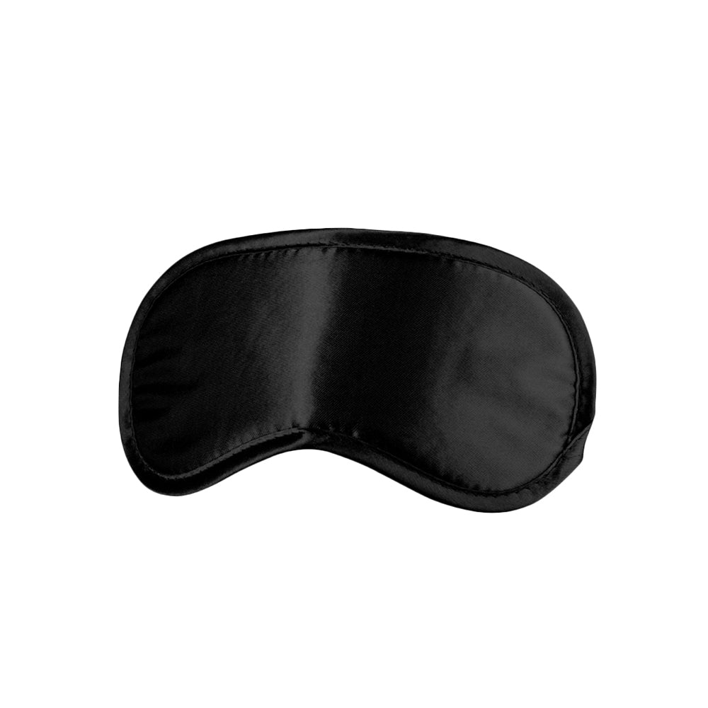 OUCH! BLACK & WHITE SATIN EYE MASK BLINDFOLD BLACK