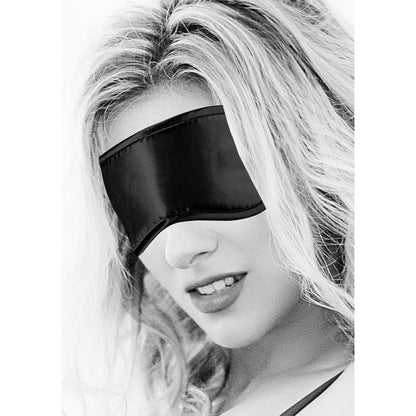 OUCH! BLACK & WHITE SATIN EYE MASK BLINDFOLD BLACK