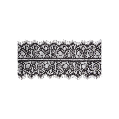 SHOTS - OUCH! BLACK & WHITE LACE MASK WITH ELASTIC STRAPS BLINDFOLD BLACK