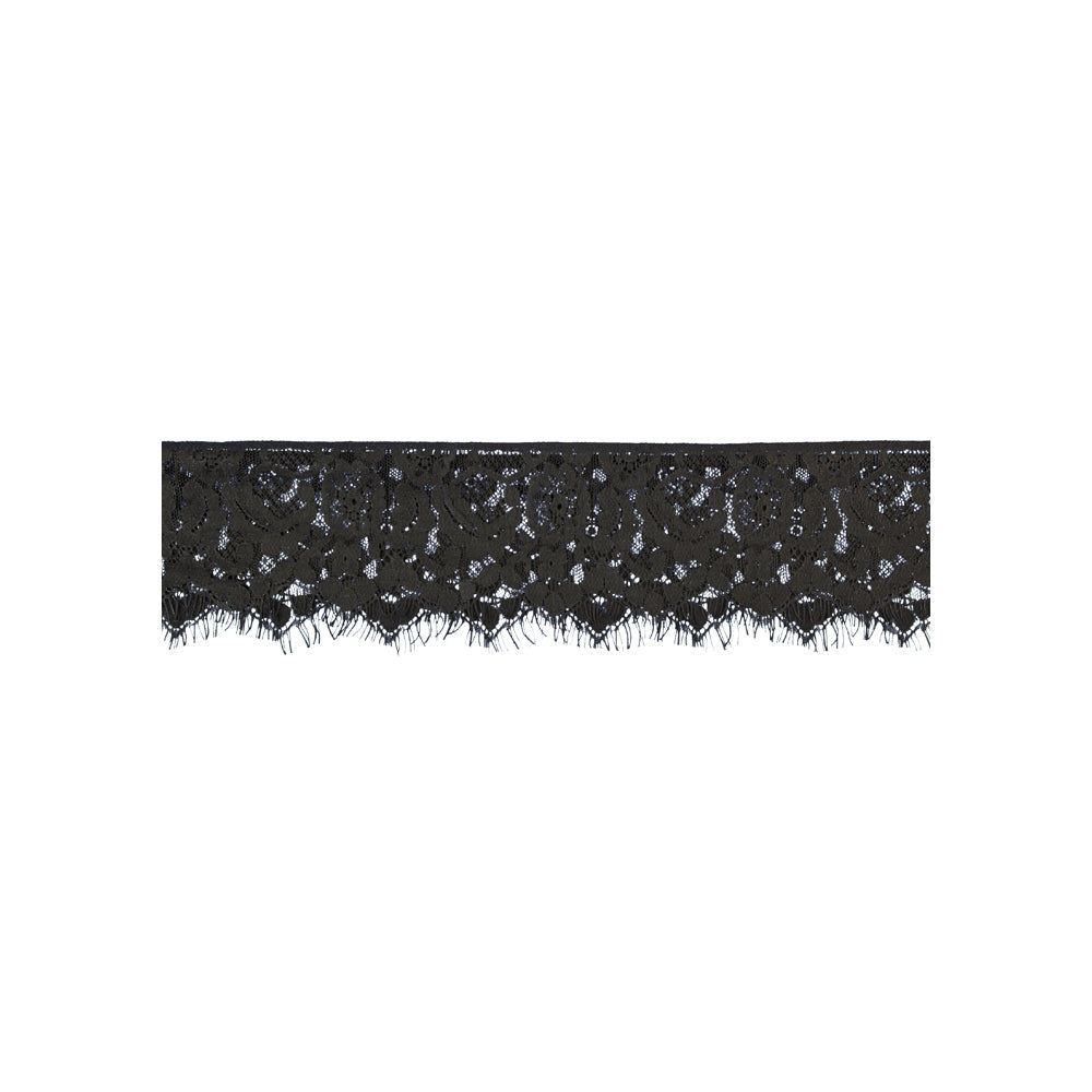 SHOTS - OUCH! BLACK & WHITE LACE MASK WITH ELASTIC STRAPS BLINDFOLD BLACK
