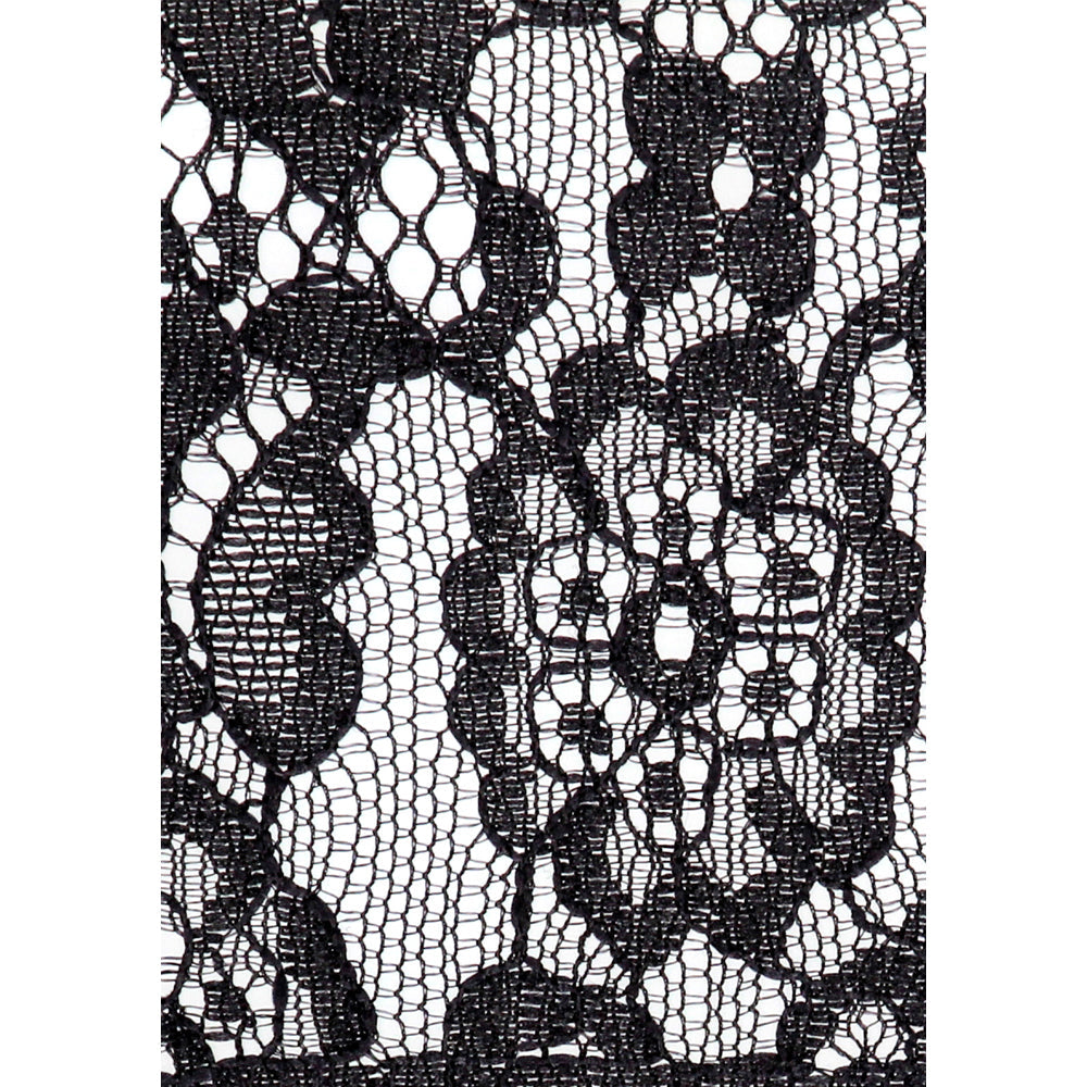 SHOTS - OUCH! BLACK & WHITE LACE MASK WITH ELASTIC STRAPS BLINDFOLD BLACK