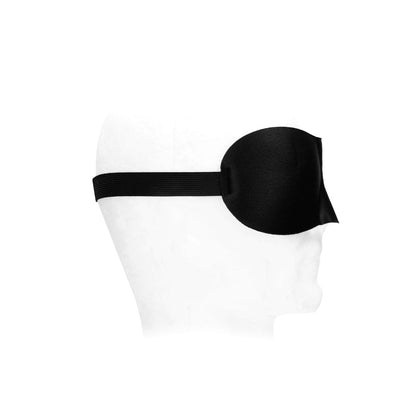 SHOTS - OUCH! BLACK & WHITE SATIN CURVY EYE MASK WITH ELASTIC STRAPS BLINDFOLD BLACK