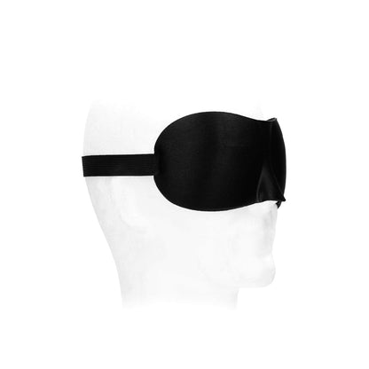 SHOTS - OUCH! BLACK & WHITE SATIN CURVY EYE MASK WITH ELASTIC STRAPS BLINDFOLD BLACK
