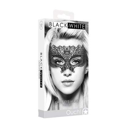 SHOTS - OUCH! BLACK & WHITE PRINCESS LACE EYE MASK BLACK