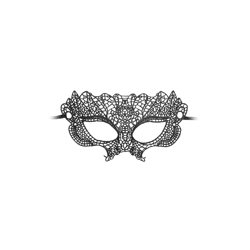 SHOTS - OUCH! BLACK & WHITE PRINCESS LACE EYE MASK BLACK
