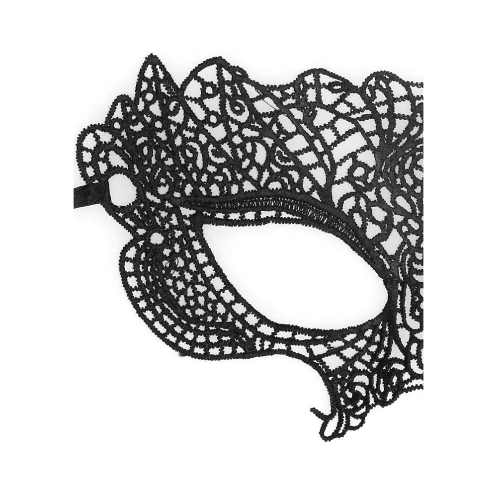 SHOTS - OUCH! BLACK & WHITE PRINCESS LACE EYE MASK BLACK